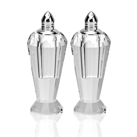 Homeroots Handcrafted Optical Crystal & Silver Salt & Pepper Shakers, Pair 376102